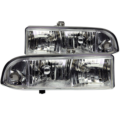 ANZO USA Chevrolet S-10 Crystal Headlights Chrome; 1998-2005 - eliteracefab.com