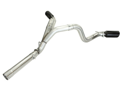 aFe MachForce XP Exhaust 4inch DP-Back All SS 2011-14 GM Diesel Trucks V8-6.6L LML Black Tips aFe