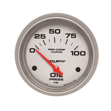 Load image into Gallery viewer, Autometer Marine Silver Ultra-Lite 2-5/8in 100PSI Electric Oil Pressure Gauge