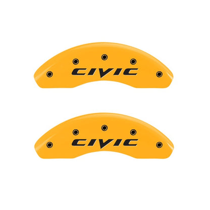 MGP Front set 2 Caliper Covers Engraved Front 2015/Civic Yellow finish black ch MGP