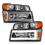 ANZO CHEVY COLORADO / GMC CANYON 04-12 CRYSTAL PLANK STYLE HEADLIGHTS CHROME W/ PARKING/SIGNAL LIGHTS 4PCS 111559