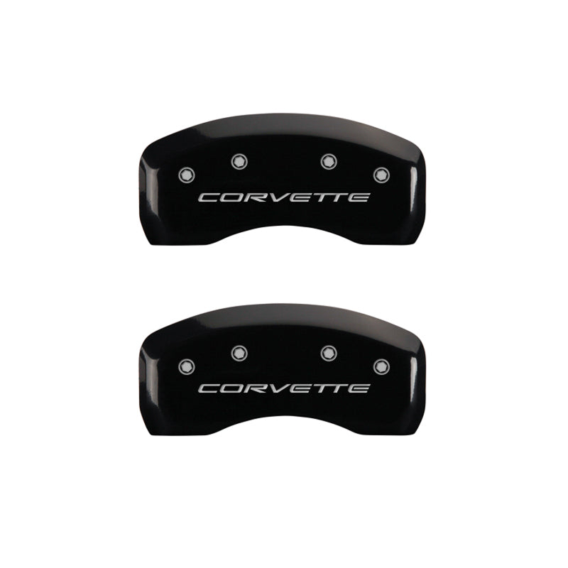 MGP 4 Caliper Covers Engraved Front & Rear C5/Corvette Black finish silver ch - eliteracefab.com