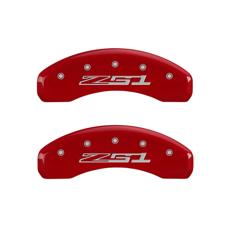 MGP 4 Caliper Covers Engraved Front Corvette C7 Engraved Rear Z51/2015 Red finish silver ch MGP