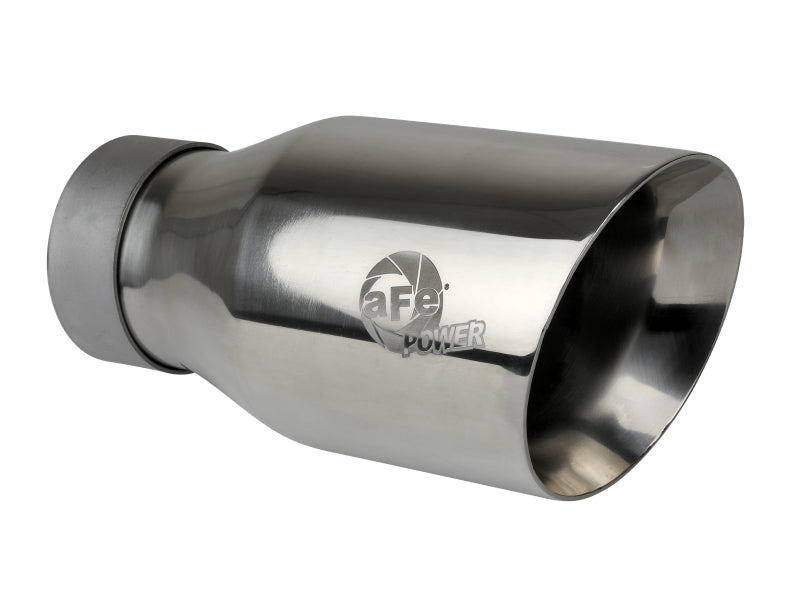 aFe MACH Force-Xp Univ 304 SS Double-Wall Clamp-On Exhaust Tip - Polished - 3in Inlet - 4.5in Outlet aFe