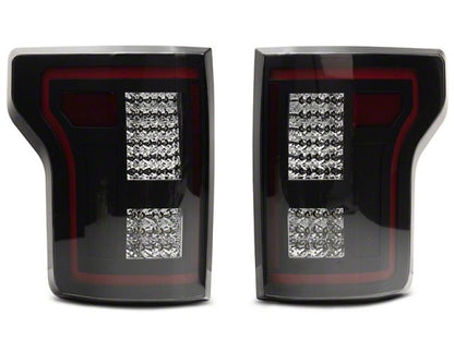 Raxiom LED Tail Lights with Sequential Turn Signals; Black Housing; Smoked Lens