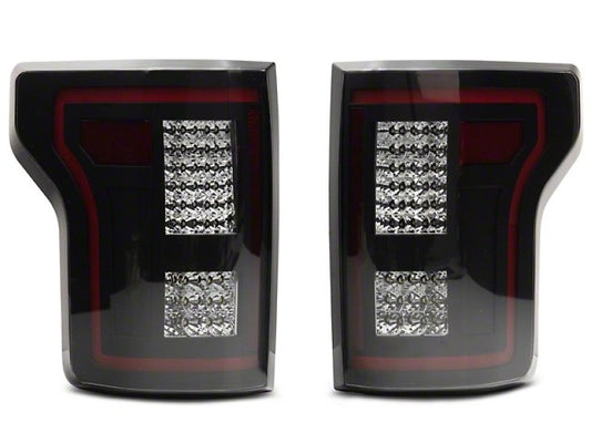 Raxiom LED Tail Lights with Sequential Turn Signals; Black Housing; Smoked Lens