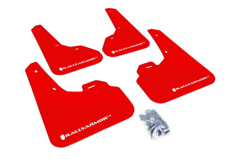 Rally Armor UR Mudflaps Urethane - Mazdaspeed3 2010 - 2013 - Red/White - eliteracefab.com