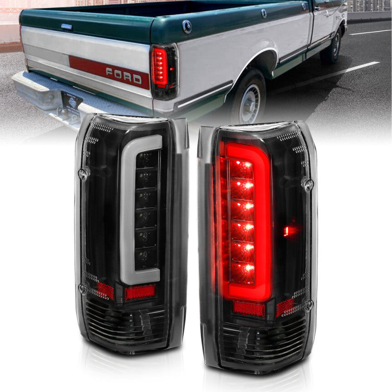 ANZO 1987-1996 Ford F-150 LED Taillights Black Housing Clear Lens (Pair) - eliteracefab.com