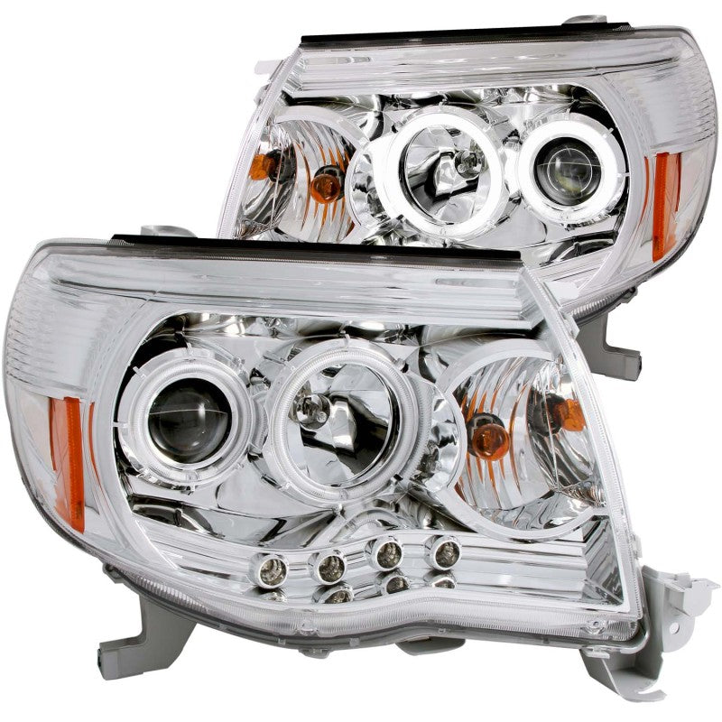 ANZO 2005-2011 Toyota Tacoma Projector Headlights w/ Halos Chrome - eliteracefab.com