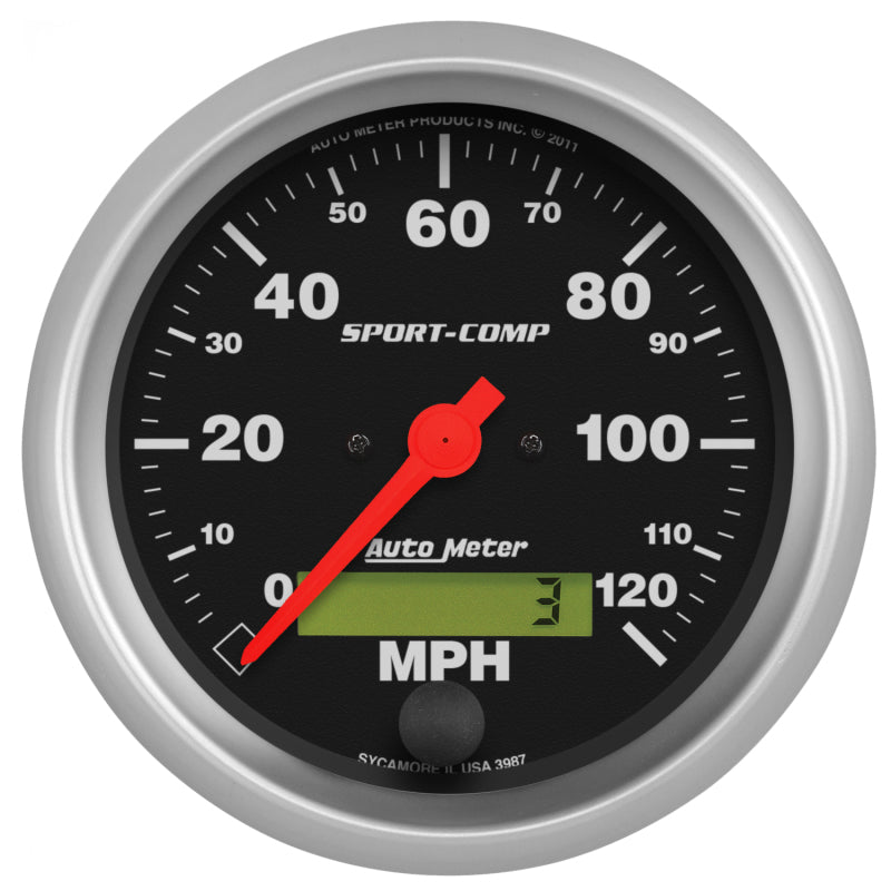 Autometer Sport-Comp 3-3/8 inch 120 MPH Electronic Speedometer Gauge 3987