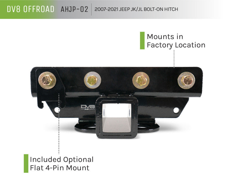 DV8 Offroad 07-25 Jeep Wrangler (JK/JL) Bolt-On Hitch w/o Lights  AHJP-02
