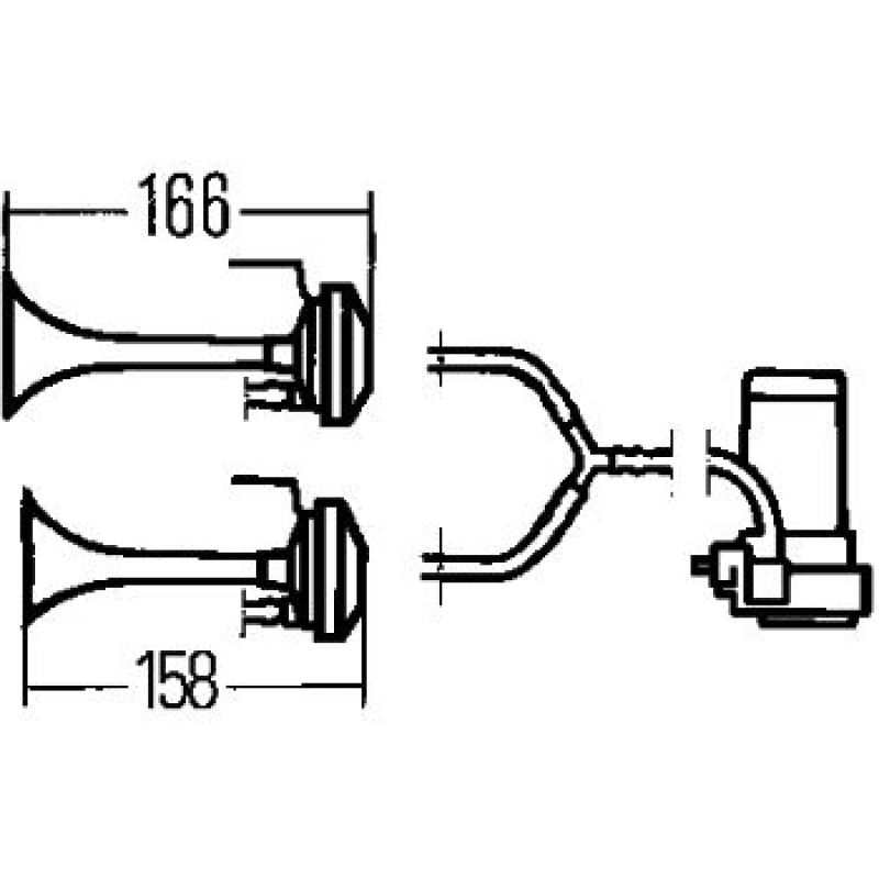 Hella Twin Trumpet Horn Kit 12V 240W 795-800Hz 118dB - eliteracefab.com