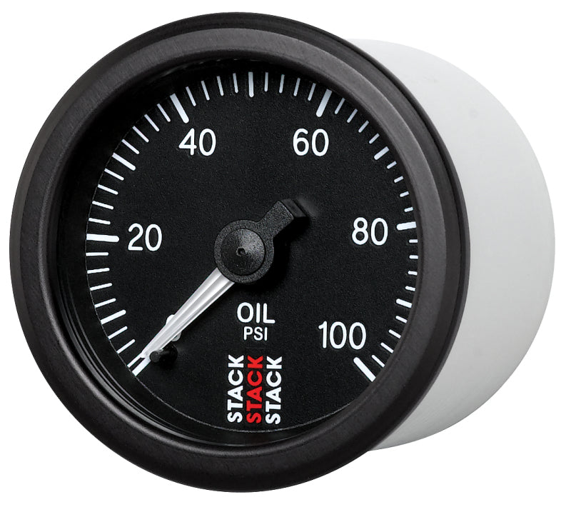 Autometer Stack 52mm 0-100 PSI 1/8in NPTF (M) Mechanical Oil Pressure Gauge - Black.