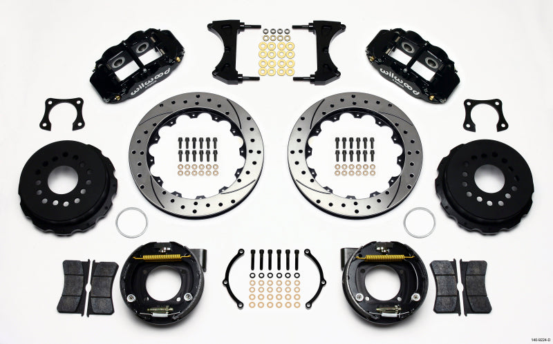 Wilwood Narrow Superlite 4R Rear P-Brk Kit 12.88in Drilled 58-64 Olds/Pontiac Ends 2.81in Offset Wilwood