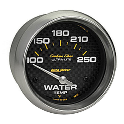 AutoMeter Gauge Water Temp 2-5/8in (66.7mm) 100-250F Electric Carbon Fiber 4837