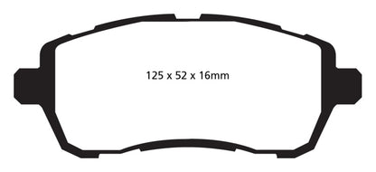 EBC 10+ Ford Fiesta 1.6 (FOR NON-ST/NON-TURBO) Greenstuff Front Brake Pads - eliteracefab.com