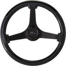 Load image into Gallery viewer, NRG Reinforced Steering Wheel (350mm / 3in. Deep) Blk Leather w/Blue Cutout Spoke &amp; Single Yellow CM - eliteracefab.com