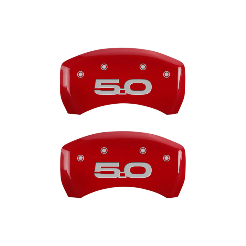 MGP 4 Caliper Covers Engraved Front 2015/Mustang Engraved Rear 2015/50 Red finish silver ch - eliteracefab.com