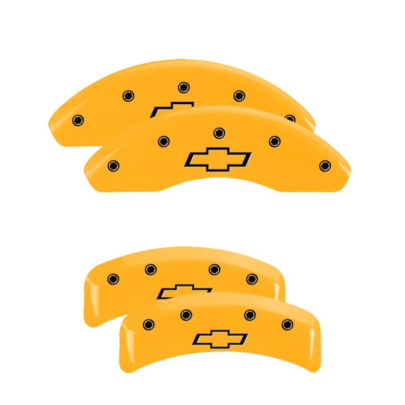 MGP 4 Caliper Covers Engraved Front & Rear Bowtie Yellow Finish Black Char 1997 Chevrolet Camaro MGP