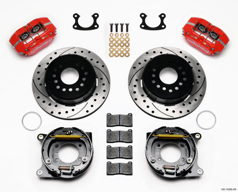 Wilwood Dynapro Dust-Boot P/S Park Brake Kit Drilled Red Small Ford 2.50in Offset Wilwood