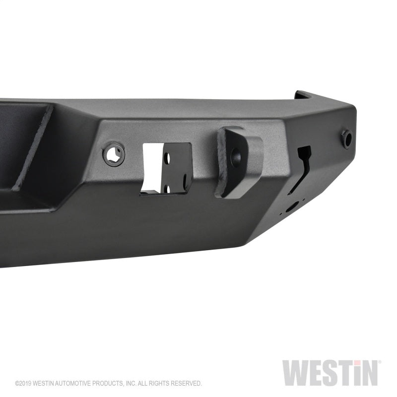 Westin 18-19 Jeep Wrangler JL WJ2 Rear Bumper w/ Sensors (Excl. Wrangler JK) - Textured Black - eliteracefab.com