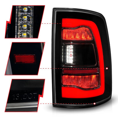 ANZO DODGE RAM 1500 09-18 / 2500/3500 10-18 LED TAIL LIGHTS BLACK SMOKE LENS W/ SEQUENTIAL SIGNAL (FOR ALL MODELS) - 311470