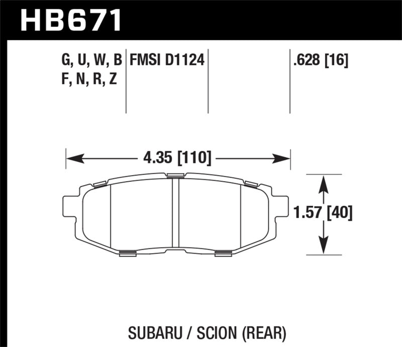 Hawk 2013-2014 Scion FR-S Base 2dr Coupe HPS 5.0 Rear Brake Pads - eliteracefab.com