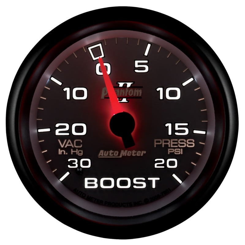 AutoMeter Gauge Vac/Boost 2-5/8in. 30Inhg-20PSI Mechanical Phantom II 7801