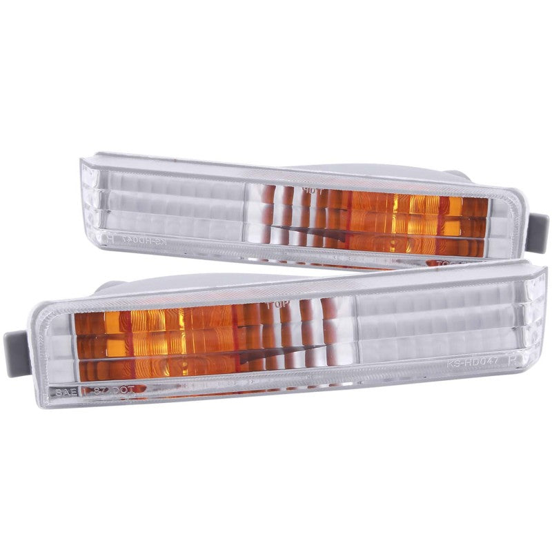 ANZO USA Honda Accord Euro Parking Lights Chrome W/ Amber Reflector; 1990-1991 - eliteracefab.com