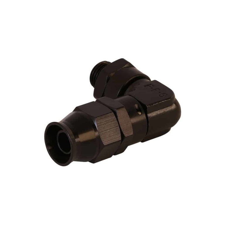 Aeromotive PTFE Hose End - AN-06 to AN-08 Hose - 90 Deg - Black Anodized Aeromotive