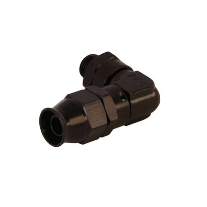Aeromotive PTFE Hose End - AN-06 to AN-08 Hose - 90 Deg - Black Anodized Aeromotive