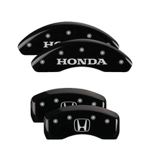 Load image into Gallery viewer, MGP 4 Caliper Covers Engraved Front Honda Engraved Rear H Logo Black finish silver ch MGP