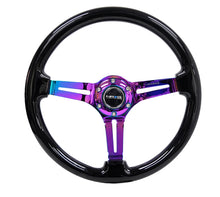 Load image into Gallery viewer, NRG Reinforced Classic Wood Grain Wheel 350mm 3-Spoke Slotted Center Neochrome Black Painted Wood - eliteracefab.com