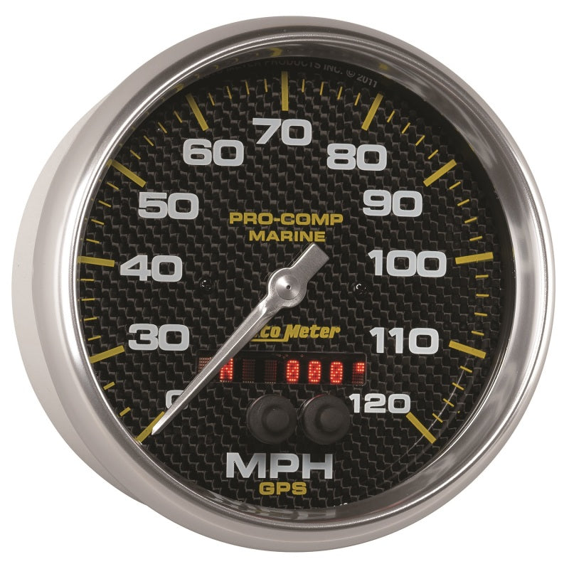 Autometer Marine Carbon Fiber 5in 120mph GPS Speedometer 200646-40