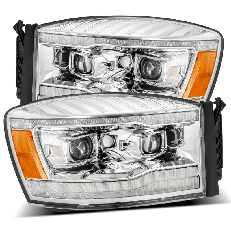 AlphaRex 06-08 Dodge Ram 1500HD LUXX LED Projector Headlights Plank Style Chrome w/Seq Signal/DRL - eliteracefab.com