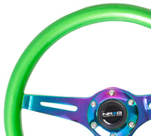 Load image into Gallery viewer, NRG Classic Wood Grain Steering Wheel (350mm) Green Pearl/Flake Paint w/Neochrome 3-Spoke Center - ST-015MC-GN