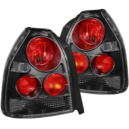 ANZO USA Honda Civic 3dr Taillights Black; 1996-2000 - eliteracefab.com