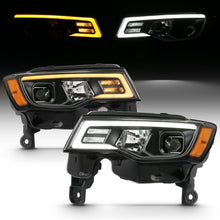 Load image into Gallery viewer, ANZO 2017-2018 Jeep Grand Cherokee Projector Headlights w/ Plank Style Switchback - Chrome w/ Amber - eliteracefab.com