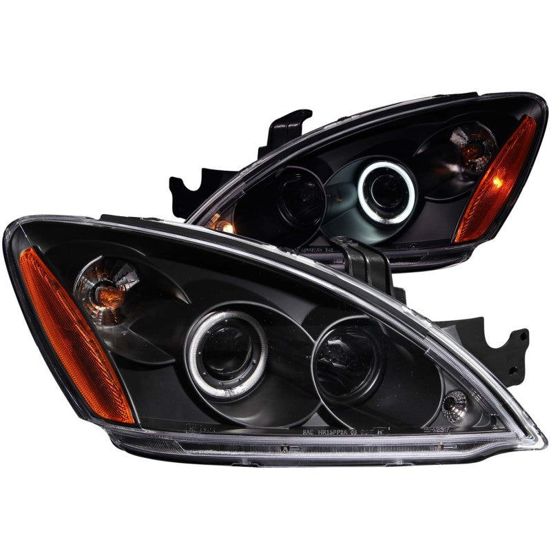 ANZO USA Mitsubishi Lancer Not Evo Projector Headlights W/ Halo Black Ccfl; 2004-2007 - eliteracefab.com