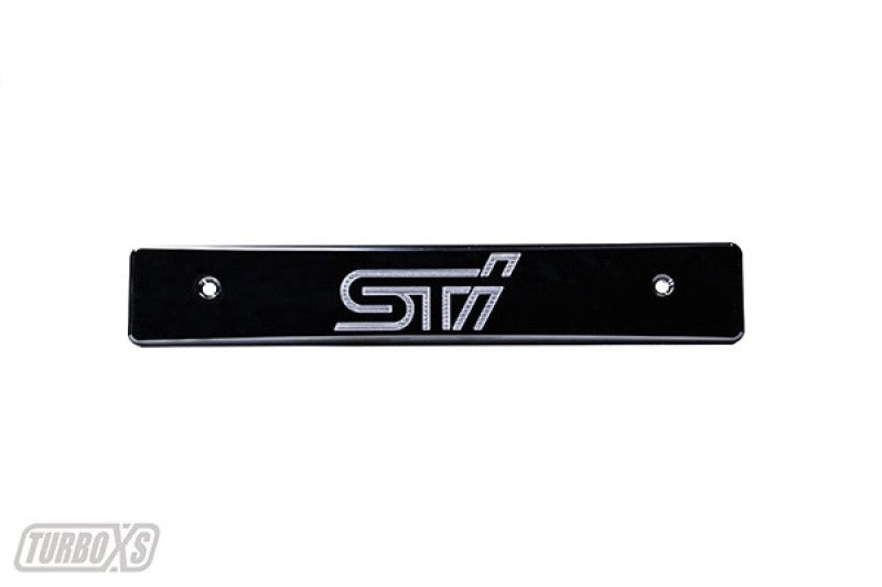 TURBOXS LICENSE PLATE DELETE BLACK; MACHINED SUBARU WRX/STI STI LOGO; 2008-2014 - eliteracefab.com