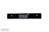 TURBOXS LICENSE PLATE DELETE BLACK; MACHINED SUBARU WRX/STI STI LOGO; 2008-2014