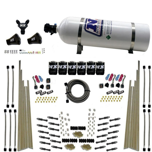 Nitrous Express 8 Cyl Dry Direct Port, Three Stage, 6 Solenoids, w/ 15 lb Bottle - 93206-15