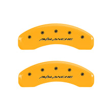 Load image into Gallery viewer, MGP 4 Caliper Covers Engraved Front &amp; Rear Avalanche Yellow finish black ch MGP