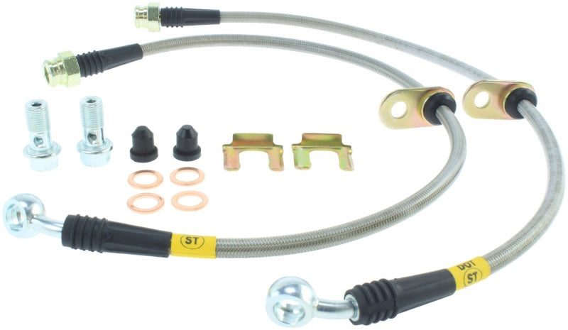 STOPTECH 04-07 STI & 06-07 WRX STAINLESS STEEL FRONT BRAKE LINES, 950.47004 - eliteracefab.com