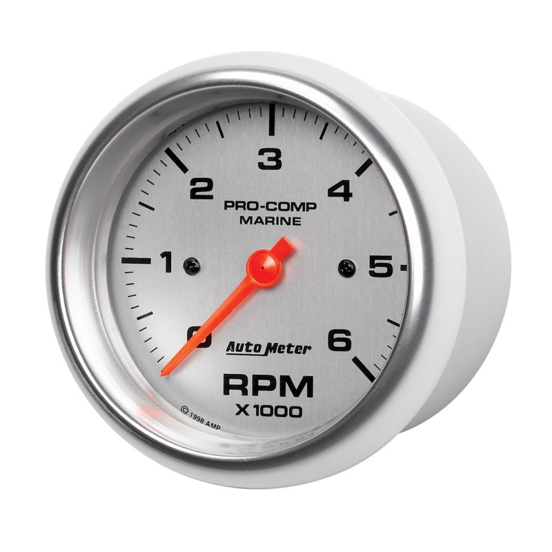 Autometer Marine Silver Ultra-Lite Gauge 3-3/8in Tachometer 6K RPM 200752-33
