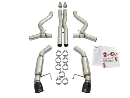 aFe MACHForce XP 3in 304 SS Sport Tone Cat-Back w/ Black Tips 15-17 Ford Mustang V6-3.7L/V8-5.0L aFe