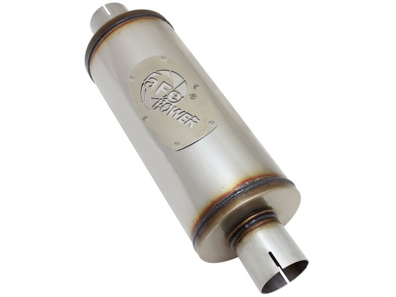 aFe MACH Force-Xp 409 SS Muffler 2-1/2in Center/Center 14in L X 6in Dia - Round Body aFe