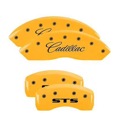 MGP 4 Caliper Covers Engraved Front Cadillac Rear STS Yellow Finish Black Char 2007 Cadillac XLR MGP