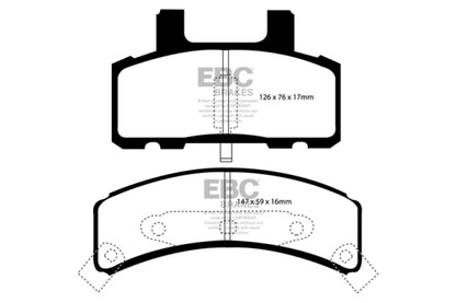 EBC 97-99 Cadillac Deville 4.6 (Rear Drums) Yellowstuff Front Brake Pads - eliteracefab.com