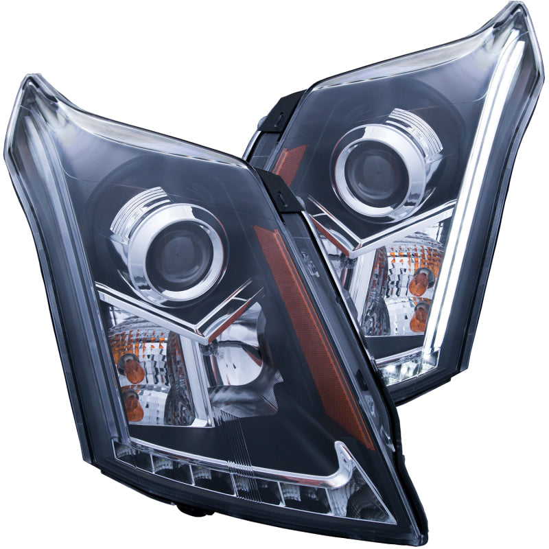 ANZO USA Cadillac Srx Projector Headlights W/ Plank Style Design Black; 2010-2015 - eliteracefab.com